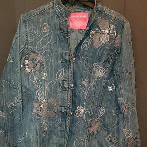 Denim Flower Sequin Jacket